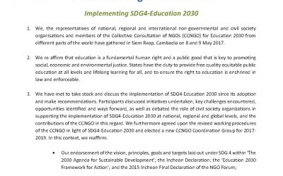 Uitkomst Collective Consultation van NGOs over Education 2030